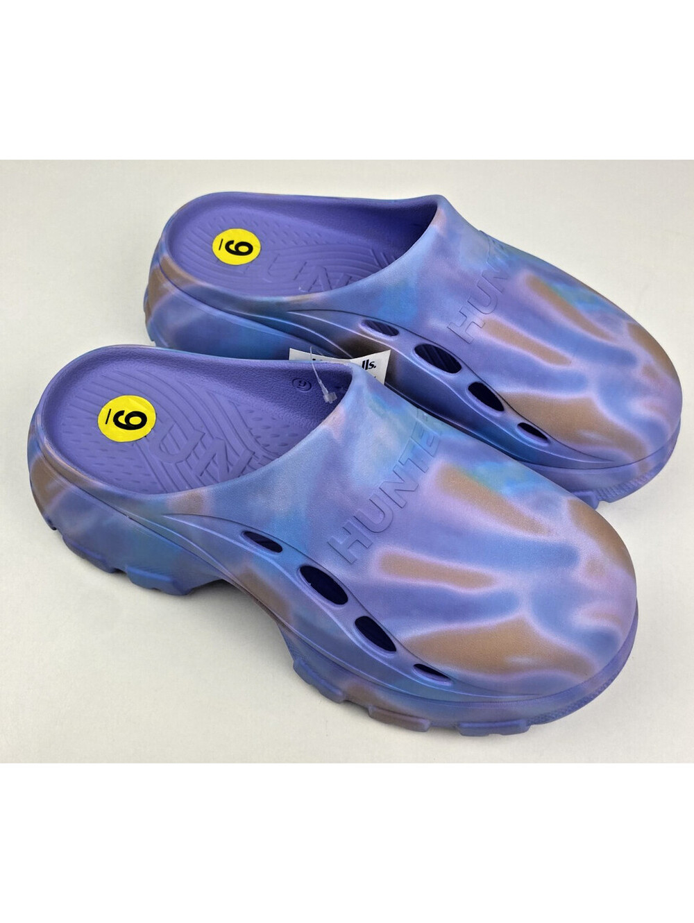 Hunter Bryce Platform Clogs Women's Size 9 Purple Marble Lug Sole NEW